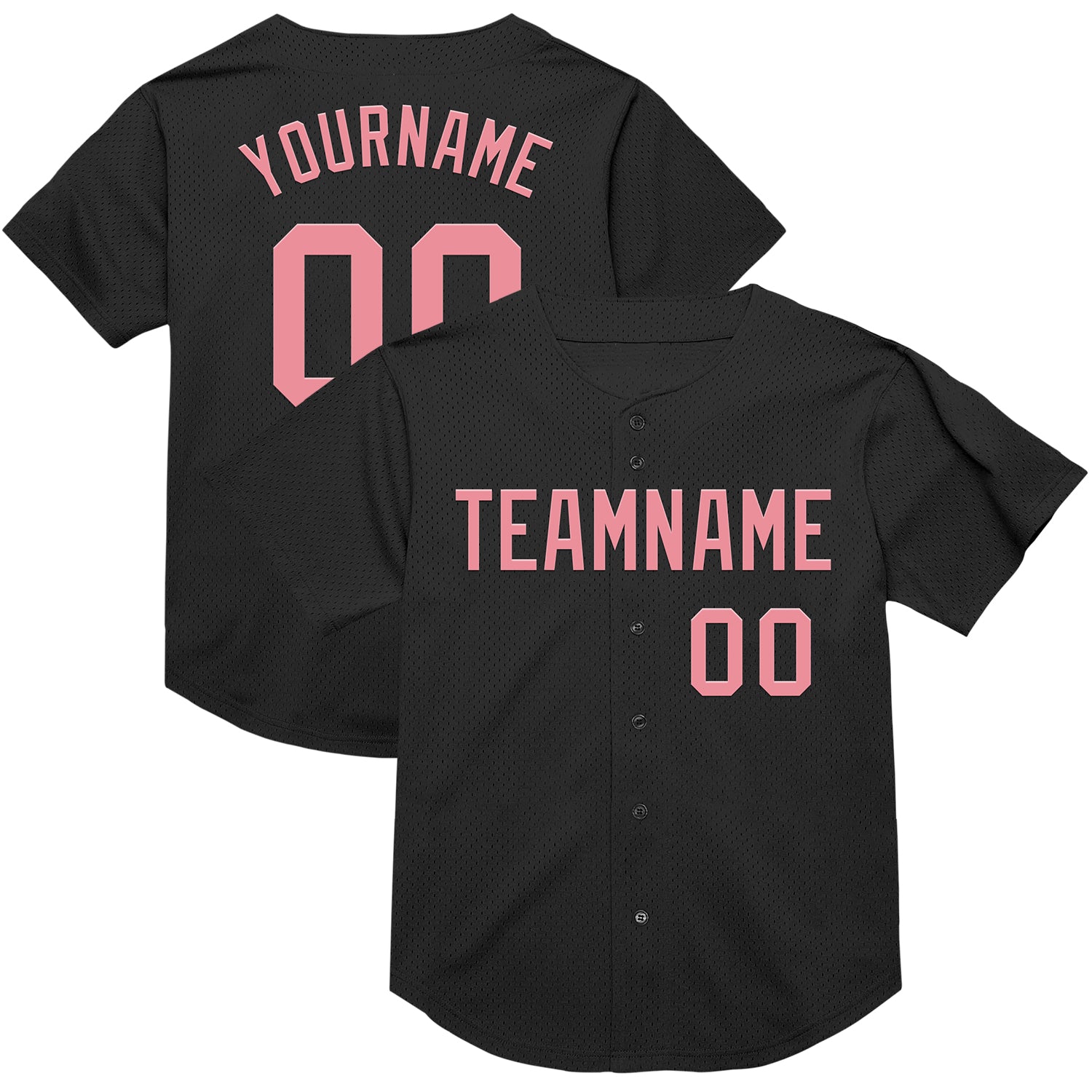 Personalized Black Pink Mesh Baseball Jersey for Medium Size and Throwback Style Personalized Black Medium Pink Mesh Throwback