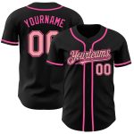 Custom Personalized Black Pink Authentic Baseball Jersey with Team Name and Number Personalized Black Medium Pink-Pink Authentic