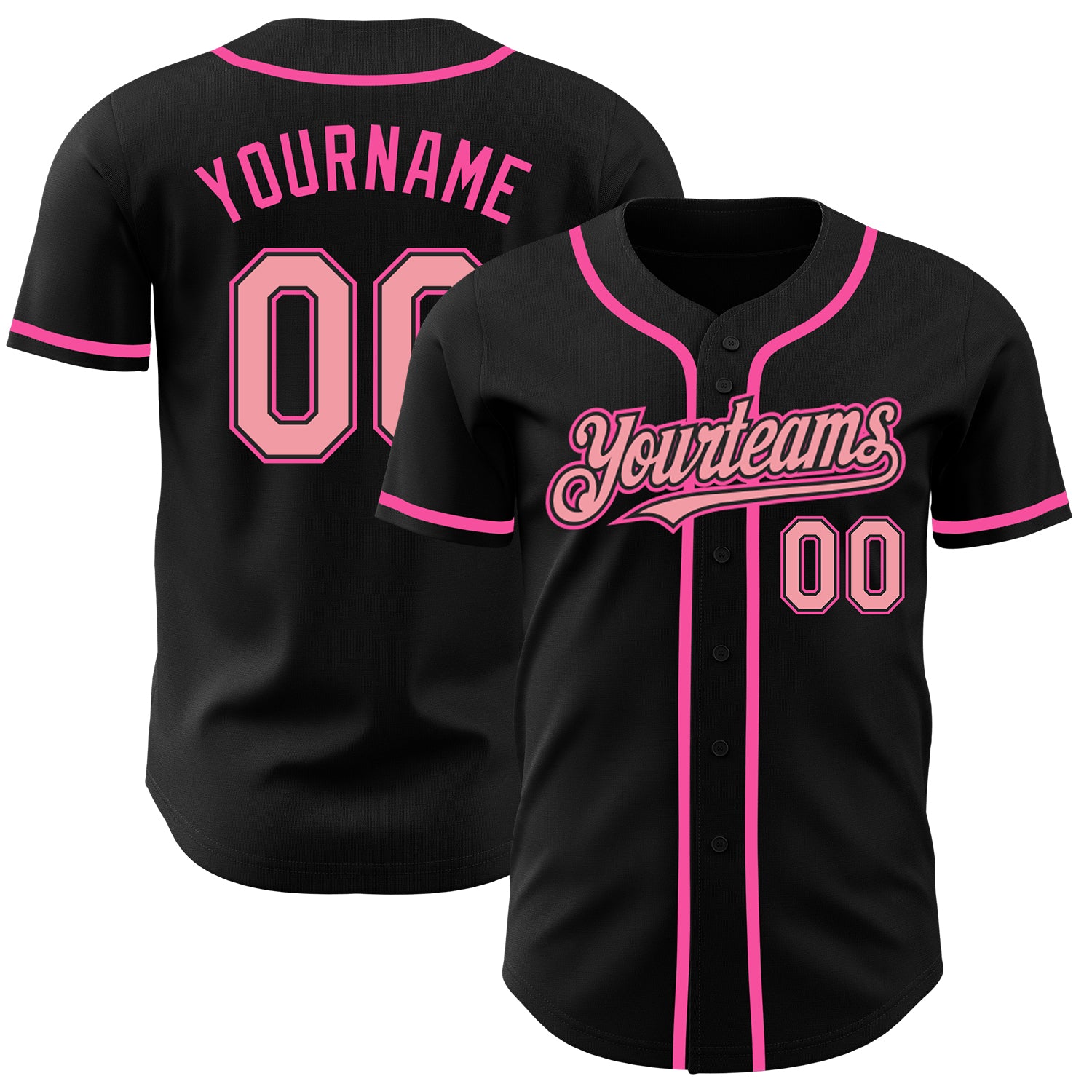 Custom Personalized Black Pink Authentic Baseball Jersey with Team Name and Number Personalized Black Medium Pink-Pink Authentic
