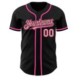Personalized Black and Pink Baseball Jersey - Medium Size Custom Jersey Personalized Black Medium Pink-Pink Baseball Jersey