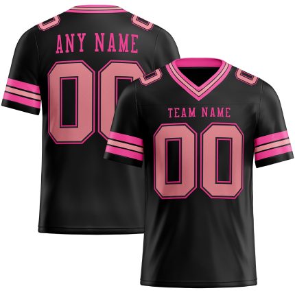 Personalized Black Pink Mesh Football Jersey - Medium Size, Custom Design Personalized Black Medium Pink-Pink Mesh Football