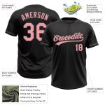Personalized Unisex Softball Jersey in Black, Medium with Pink and Steel Gray, Two-Button Design Personalized Black Medium