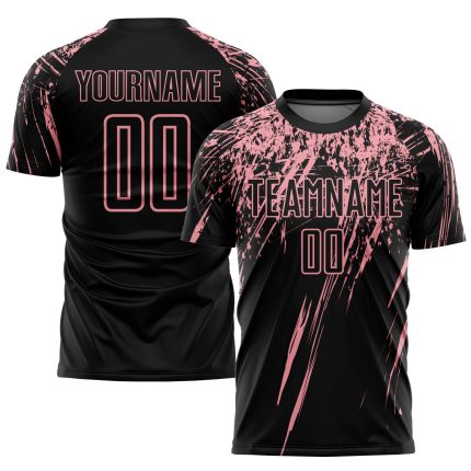 Personalized Pink Black Medium Soccer Jersey - Custom Sublimation Uniform Personalized Black Medium Pink Sublimation Soccer
