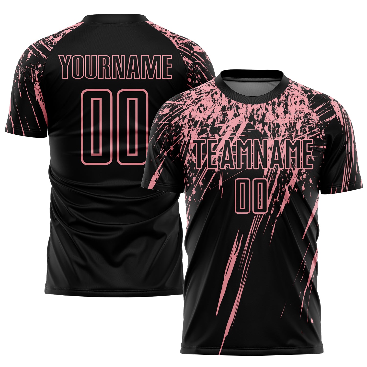 Personalized Pink Black Medium Soccer Jersey - Custom Sublimation Uniform Personalized Black Medium Pink Sublimation Soccer