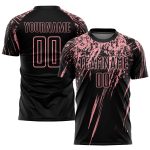 Custom Name and Number Black Sublimation Soccer Jersey - Medium Pink Personalized Team Uniform Personalized Black Medium
