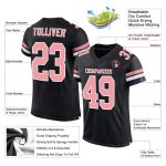 Custom Personalized Football Jersey - Medium Black Mesh with Pink and White Team Name & Number Personalized Black Medium