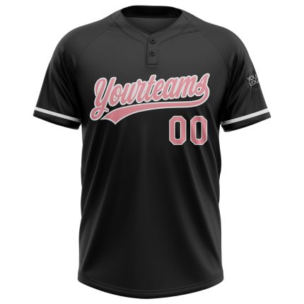 Personalized Black Pink White Unisex Softball Jersey Medium Two-Button Personalized Black Medium Pink-White Two-Button Unisex