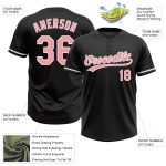 Custom Name and Number Unisex Softball Jersey - Personalized Black Medium with Pink-White Two-Button Design Personalized