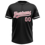 Custom Name and Number Unisex Softball Jersey - Personalized Black Medium with Pink-White Two-Button Design Personalized