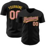 Personalized Black Baseball Jersey for Medium Size, Pink and Yellow Design Personalized Black Medium Pink-Yellow Baseball
