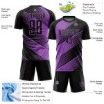 Custom Black Purple Line Soccer Jersey Medium Size - Sublimation Uniform Personalized Black Medium Purple Line Sublimation