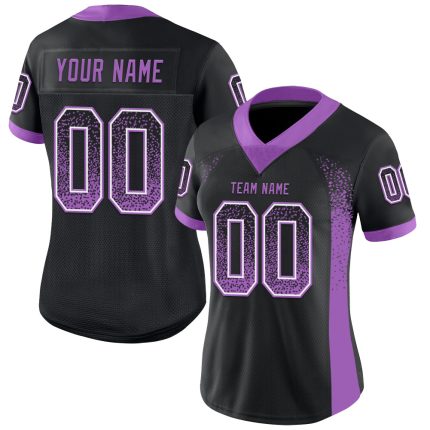 Personalized Black Purple-White Mesh Medium Drift Fashion Football Jersey Personalized Black Medium Purple-White Mesh Drift