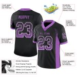 Personalized Black Medium Fashion Football Jersey with Custom Name & Number - Purple-White Mesh Team Gear Personalized Black