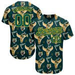 3D Tiger Baseball Jersey - Personalized Black and Midnight Green-Gold Design Personalized Black Midnight Green-Gold 3D Tiger