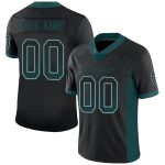 Custom Name and Number Black Mesh Drift Football Jersey - Midnight Green-Gray Fashion Team Apparel Personalized Black Midnight