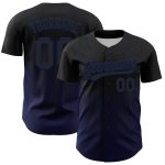 Custom 3D Abstract Wave Baseball Jersey in Black and Navy - Personalized Team Apparel Personalized Black Navy 3D Abstract