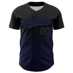 Custom Name and Number Personalized 3D Wave Pattern Black Navy Baseball Jersey - Team Authentic Design Personalized Black