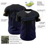 Custom Name and Number Personalized 3D Wave Pattern Black Navy Baseball Jersey - Team Authentic Design Personalized Black