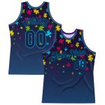 Custom Autism Awareness Basketball Jersey with 3D Puzzle Pieces Design - Personalized Black Navy-Teal with Name and Number