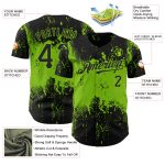 Personalized 3D Abstract Splatter Baseball Jersey in Black and Neon Green Grunge Design Personalized Black Neon Green 3D