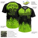 Personalized 3D Abstract Splatter Softball Jersey Unisex Black Neon Green Two-Button Grunge Art Personalized Black Neon Green