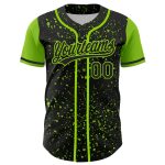 Personalized Black Neon Green 3D Abstract Splatter Ink Design Baseball Jersey Personalized Black Neon Green 3D Abstract Splatter
