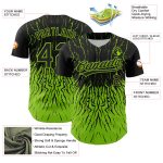 Personalized 3D Abstract Wave Black Neon Green Baseball Jersey for Men Personalized Black Neon Green 3D Abstract Wave Baseball