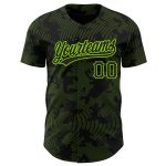 Custom Black Neon Green 3D Curve Lines Jersey for Baseball - Personalized Athletic Wear Personalized Black Neon Green 3D