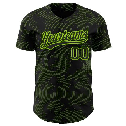 Custom Black Neon Green 3D Curve Lines Jersey for Baseball - Personalized Athletic Wear Personalized Black Neon Green 3D
