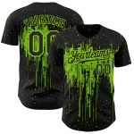 Personalized Black Neon Green 3D Dripping Splatter Art Jersey - Unique Baseball Jersey Personalized Black Neon Green 3D Dripping
