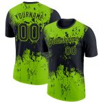 Personalized Neon Green Black 3D Dripping Splatter Art T-Shirt for Performance Personalized Black Neon Green 3D Dripping