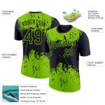 Personalized Neon Green Black 3D Dripping Splatter Art T-Shirt for Performance Personalized Black Neon Green 3D Dripping