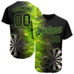 Personalized 3D Dart Board Baseball Jersey in Black Neon Green - Unique Custom Sports Apparel Personalized Black Neon Green