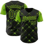 Custom Black Neon Green 3D Geometric Halftone Dots Baseball Jersey Personalized Black Neon Green 3D Geometric Halftone Dots