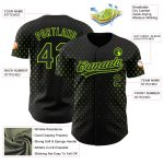 Personalized Black Neon Green 3D Baseball Jersey with Geometric Stars Design Personalized Black Neon Green 3D Geometric Stars