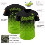 Personalized 3D Gradient Black Neon Green Baseball Jersey with Square Shapes Personalized Black Neon Green 3D Gradient Square