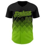 Personalized 3D Gradient Black Neon Green Baseball Jersey with Square Shapes Personalized Black Neon Green 3D Gradient Square