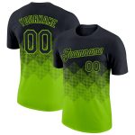 Personalized 3D Gradient Neon Green Black Performance T-Shirt - Square Shapes Personalized Black Neon Green 3D Gradient Square