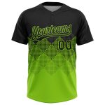 Personalized Black Neon Green 3D Gradient Softball Jersey for Unisex - Two-Button Design Personalized Black Neon Green 3D
