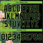 Personalized Neon Green 3D Hawaii Tropical Palm Leaves Orchids Two-Button Unisex Softball Jersey Personalized Black Neon