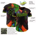 Personalized 3D Holi Festival Color Powder Baseball Jersey - Black Neon Green Personalized Black Neon Green 3D Holi Festival