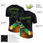 Personalized 3D Holi Festival Color Powder Performance T-Shirt in Black and Neon Green Personalized Black Neon Green 3D Holi