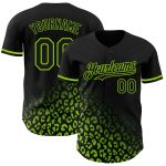 Personalized 3D Leopard Print Baseball Jersey - Black Neon Green Fade Fashion Personalized Black Neon Green 3D Leopard Print