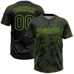 Custom Name & Number Unisex Softball Jersey - Personalized Black Neon Green 3D Curve Lines Design, Two-Button Style Personalized