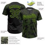 Custom Name & Number Unisex Softball Jersey - Personalized Black Neon Green 3D Curve Lines Design, Two-Button Style Personalized