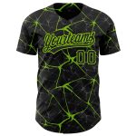 Custom Name and Number Personalized Black Neon Green 3D Pattern Authentic Baseball Jersey Team Design Personalized Black