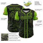 Custom 3D Splatter Ink Baseball Jersey - Personalized Black Neon Green Design with Team Name and Number Personalized Black