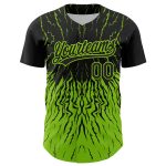 Custom Abstract Wave Pattern Baseball Jersey - Personalized Black Neon Green Design with Custom Name and Number Personalized