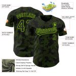 Custom Personalized Baseball Jersey with 3D Black Neon Green Pattern and Curve Lines - Team Name & Number Personalized Black