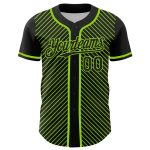 Personalized 3D Pattern Black and Neon Green Diagonal Stripes Baseball Jersey with Custom Name and Number Personalized Black